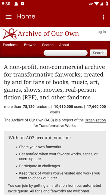 AO3同人作品首页